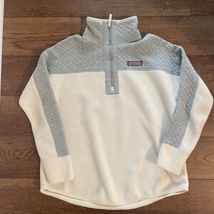 WOMEN'S S VINEYARD VINES MIXED MEDIA SHERPA 1/2 HALF ZIP SWEATER SHEP SHIRT XS
